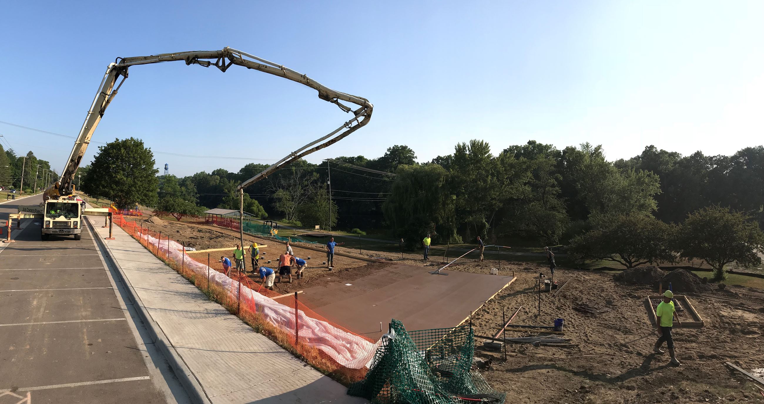 Truck and Workers on Splashpad Construction Site